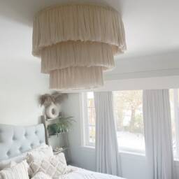 3 Tier Fringe Chandelier // Macrame Boho Light Fixture - thumbnail 3