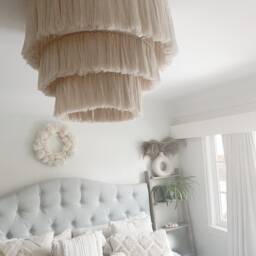 3 Tier Fringe Chandelier // Macrame Boho Light Fixture - thumbnail 2