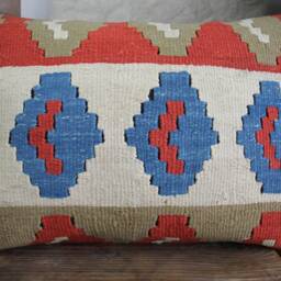 Handwoven Vintage Kilim Pillow Cover - Lumbar Cushion, 16x24 - thumbnail 2