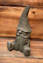 Stone Garden Detailed Thinking Gonk Pixie Gnome Hairy Beard Hat Statue Ornament - thumbnail 1