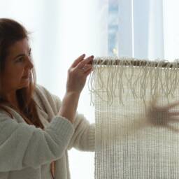 Pearl - Handwoven Wool Wall Hanging Neutral Scandinavian Tapestry - thumbnail 4