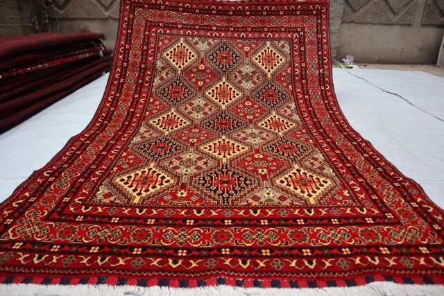 4'10x6'10 New Luxury Mazari-E-Sharif Rug, Afghan Mazari Handmade Area Rug - Medallion Turkish Geometric Rug, For Livingroom - image 1