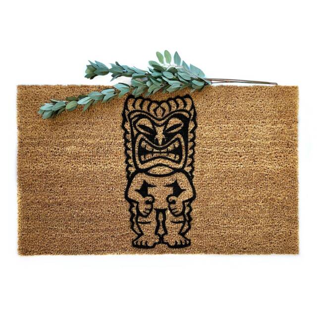 Hawaiian Tiki Doormat - Tropical Welcome Mat Luau Party Decor Fun Front Porch Rug Island Inspired Entryway Summer Outdoor - image 1