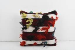 Handwoven Turkish Kilim Pillow Cover Wool Accent Cushion - 16x16 In - thumbnail 1