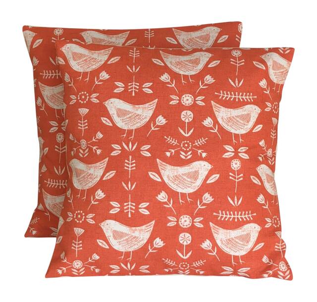 "2 X Scandinavian Style Narvik Burnt Orange Cream Cushion Covers 16"" 18"" 20"" 22" - image 1