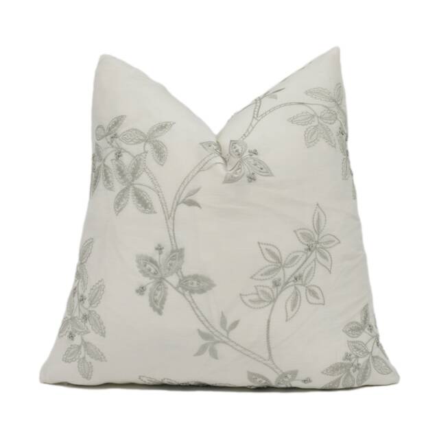 James Hare - Trailing Tree Silk Linen Chic Delicate Embroidered Cushion Cover Handmade Throw Pillow Designer Home D??cor - image 1
