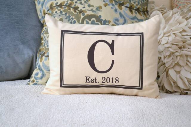 Personalized Monogram, 2nd Anniversary Cotton, Fiance Gift For Her, Second Marriage, Engaged Gift, Kneel Pillow - image 1