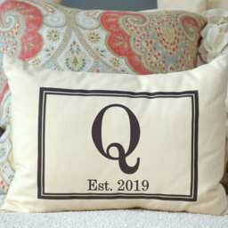 Personalized Monogram, 2nd Anniversary Cotton, Fiance Gift For Her, Second Marriage, Engaged Gift, Kneel Pillow - thumbnail 2