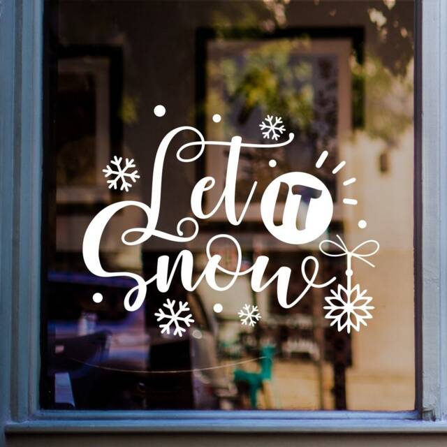 Let It Snow Christmas Sticker For Windows Xmas Snowflake Shop Display Home Decoration Decal - image 1