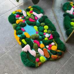 Tropical Paradise 3D Handmade Tufted Rug - Colorful Island & Ocean Scene Nature Inspired Decor Fluffy Art Carpet - thumbnail 3