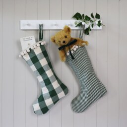 Personalised Green Large Check Gingham Christmas Santa Stocking - thumbnail 4