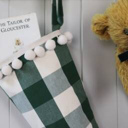 Personalised Green Large Check Gingham Christmas Santa Stocking - thumbnail 3
