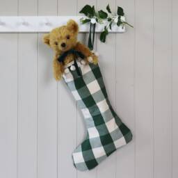 Personalised Green Large Check Gingham Christmas Santa Stocking