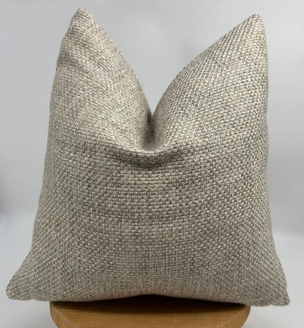 Beige & Cream Basketweave Woven Pillow Cover, Natural Linen Textured Thick Fabric, Beige - image 1