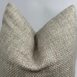 Beige & Cream Basketweave Woven Pillow Cover, Natural Linen Textured Thick Fabric, Beige - thumbnail 3