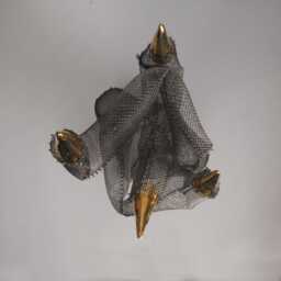 steel Sculpture With 8K Gold Ceramic Drops, Wire Mesh, Table Decor - thumbnail 4