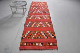 Red Anatolian Rugs, 3.1x11 Ft Area Rug, Herki Oushak , Rugs For Floor, Turkish Vintage Handwoven Nursery - thumbnail 1