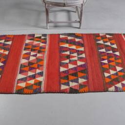 Red Anatolian Rugs, 3.1x11 Ft Area Rug, Herki Oushak , Rugs For Floor, Turkish Vintage Handwoven Nursery - thumbnail 3