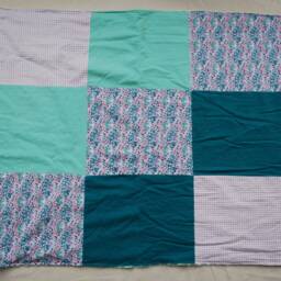Floral Patchwork Baby, Toddler Girl Blanket - Purple, Mint, & Teal Blanket, Nursery Decor, Baby Shower Gift, Minky Blanket - thumbnail 4