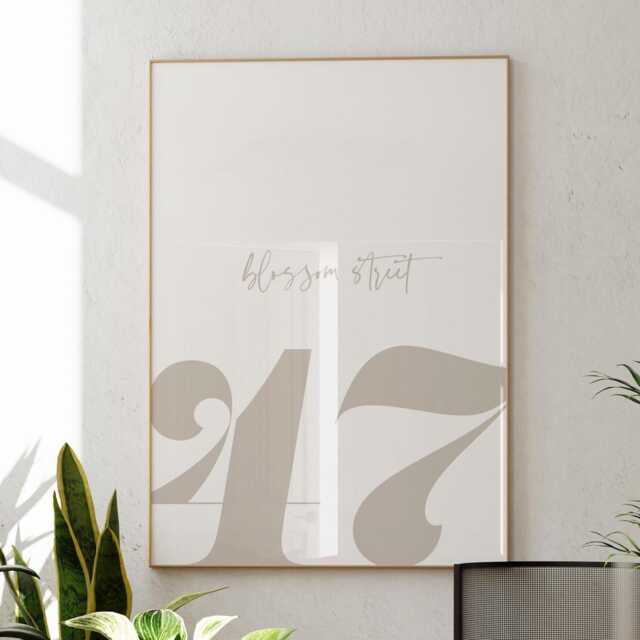 Personalised House Number Print, Custom Minimalist Engagement Gift, Unique New Home Gifts, Housewarming Gift First Anniversary Wall Art - image 1