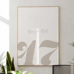 Personalised House Number Print, Custom Minimalist Engagement Gift, Unique New Home Gifts, Housewarming Gift First Anniversary Wall Art - thumbnail 1