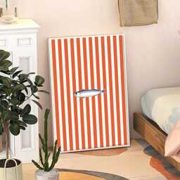 Orange Sardine Line Art Canvas Poster, Kitchen Wall Art, Bright Aesthetic Decor, Retro Home Printed Gift - thumbnail 3