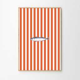 Orange Sardine Line Art Canvas Poster, Kitchen Wall Art, Bright Aesthetic Decor, Retro Home Printed Gift - thumbnail 2