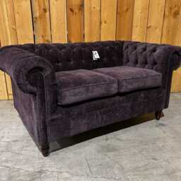 British Handmade 2 Seater Raisin Purple Textured Velvet Chesterfield Sofa - thumbnail 3