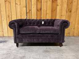 British Handmade 2 Seater Raisin Purple Textured Velvet Chesterfield Sofa