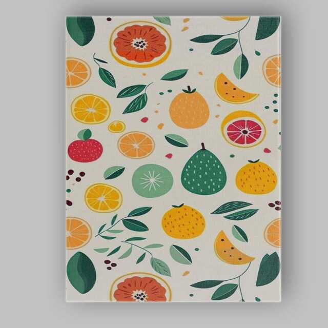 Modern Tropical Fruit Illustration Repeat Pattern Canvas Wall Art Print Decor Picture Ready To Hang - image 1