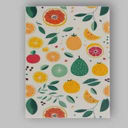 Modern Tropical Fruit Illustration Repeat Pattern Canvas Wall Art Print Decor Picture Ready To Hang - thumbnail 1