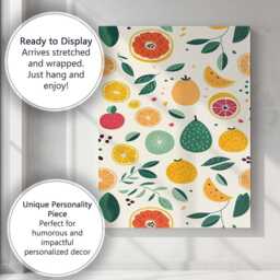 Modern Tropical Fruit Illustration Repeat Pattern Canvas Wall Art Print Decor Picture Ready To Hang - thumbnail 3