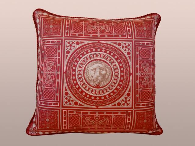 Cage Pillow - Cranberry/Taupe - image 1