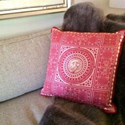 Cage Pillow - Cranberry/Taupe - thumbnail 2