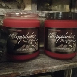 Hemaphobia - The Fear Of Blood - 9 Ounce Soy Wax Glass Jar Candle Blood - thumbnail 2