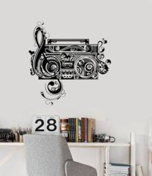 Cassette Player Vinyl Wall Decal Musical Art Music Notes Pop Rock Songs Guaranteed Quality Decor Stickers Mural - #2309Di - thumbnail 1