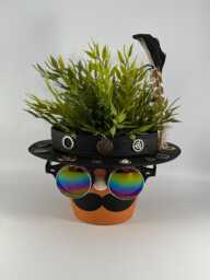 Novelty Steampunk Designed Terracotta Plant Pot Holder Quirky & Unique - thumbnail 1