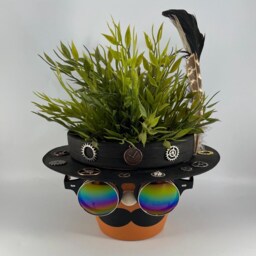 Novelty Steampunk Designed Terracotta Plant Pot Holder Quirky & Unique - thumbnail 2