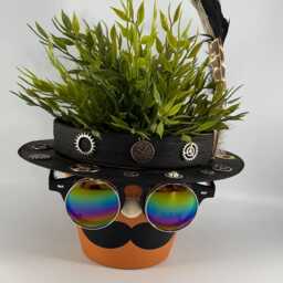 Novelty Steampunk Designed Terracotta Plant Pot Holder Quirky & Unique - thumbnail 3