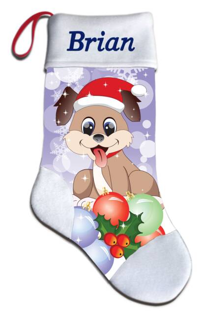 New Personalized Animated Dog Puppy Lover Christmas Stocking Embroidered