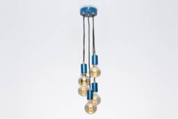 Bjorn 5-Port Ceiling Pendant Lamp Navy Textile Cable Raw Brass