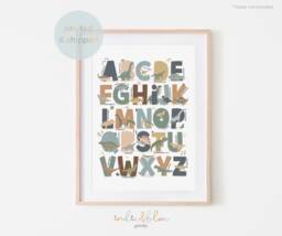 Dinosaur Alphabet Print, Animal Poster, Educational Scandi Nursery Decor, Playroom Prints, Kids Wall Art - thumbnail 1