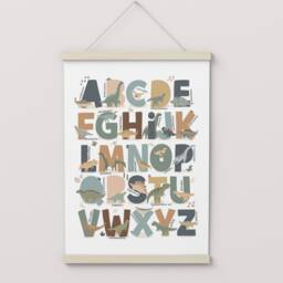 Dinosaur Alphabet Print, Animal Poster, Educational Scandi Nursery Decor, Playroom Prints, Kids Wall Art - thumbnail 2