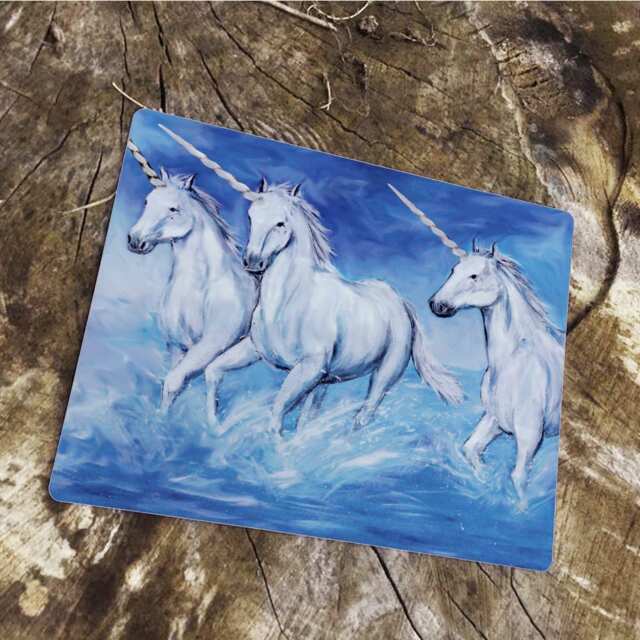Unicorn Running Through The Water - Enamel Metal Tin Sign Wall Plaque