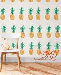 Pineapple Wall Decal, Decal For Nursery, Wallpaper Sticker, Mural, Beach Tropical Fruit Wall Decor-Set Of 40 Dk079 - thumbnail 1