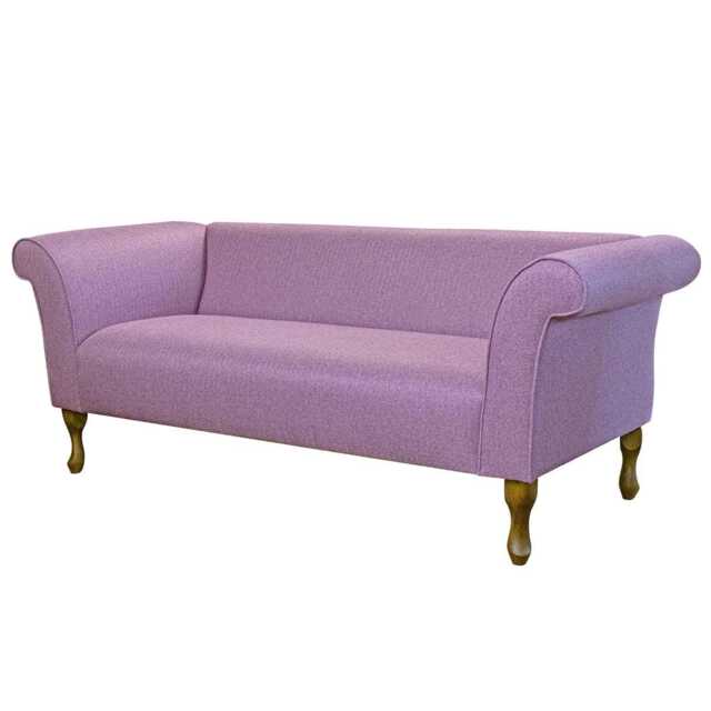 Handmade Tweed Fuchsia Compact 3 Seater Chaise Sofa Pink Wool Loveseat, British Made - image 1