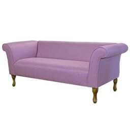 Handmade Tweed Fuchsia Compact 3 Seater Chaise Sofa Pink Wool Loveseat, British Made