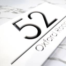 K Smart Sign - Laser Cut Matt White & Black Mirror Personalised Door Numbers House Plaques Number 3D 30cm X 16cm - thumbnail 1