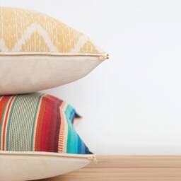 Natural Canvas Lumbar Pillow - Turquoise - thumbnail 3
