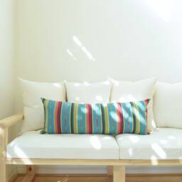 Natural Canvas Lumbar Pillow - Turquoise - thumbnail 2